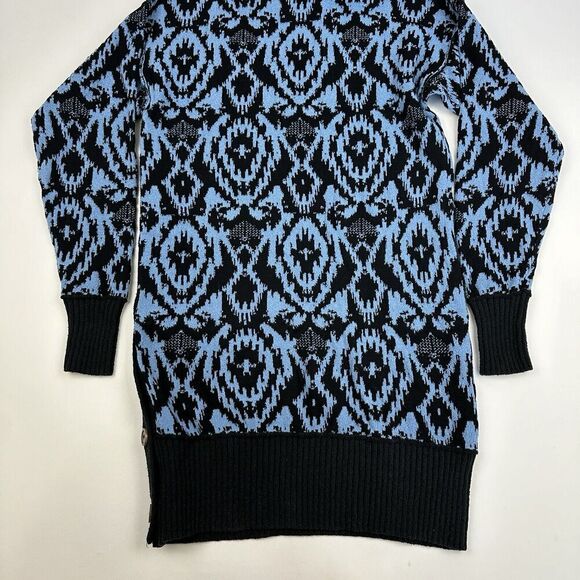Free People Winter Skies Wallpaper Blue Black Tunic Sweater Dress Size XS L/S - Picture 11 of 12